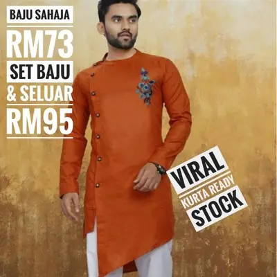 Men Shirt Kurta Pyjama Cross Style Jippa Celebrity Men Baju Melayu Lelaki [READY STOCK SHIP IN 3DAYS]