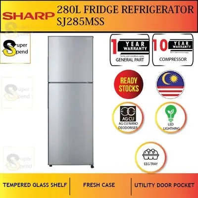 [ 280L ] Sharp Fridge Refrigerator SJ-285MSS SJ285MSS