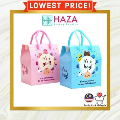 READY STOCK 🇲🇾 Doorgift Baby Boy Girl Gable Box Bag Goodies Beg Door gift aqiqah baby shower kenduri budak kids party