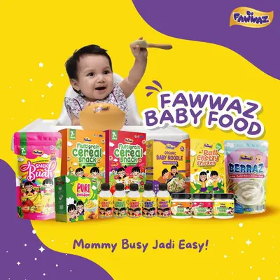 FAWWAZ BABY FOOD Makanan Bayi Bubur Serbuk Ayam Bilis Daging Cereal Snack 6 Bulan 7 Bulan 8 Bulan 9 Bulan