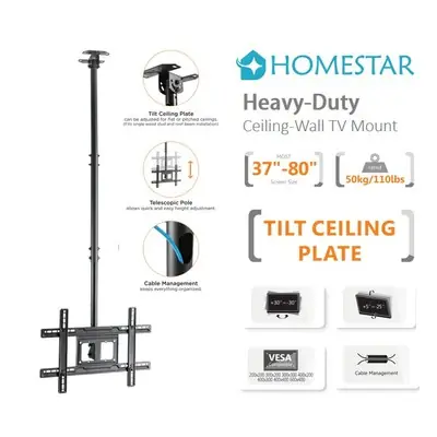 Homestar HLP-3780-CE 37”-80” Heavy-Duty TV Ceiling Mount Bracket