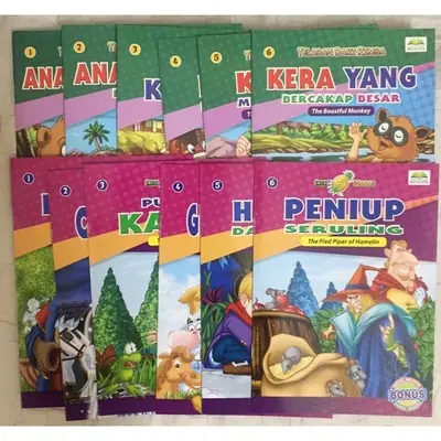 Buku cerita bahasa Melayu English Siri ulat buku/Siri nanas/Teladan dr Rimba