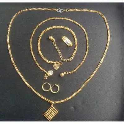 Combo Set Rantai Emas Korea Paten Mesin 24k Buah Sempua/Abacus (5 in 1)
