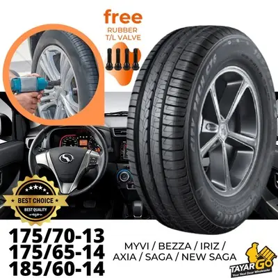 TAYARGO New Tyre 175 65 14 Tayar 175 70 13 Tyre 185 60 14 Tyre Viking Car Tyre Rim 14 & 13