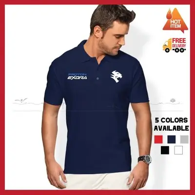 Proton Exora Polo T Shirt Logo Embroidery T-Shirt Shirts Unisex Racing Casual Motorsport Pakaian Cotton Baju Murah Sale