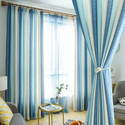 Langsir Warna Dua Tone-Blue Ocean Pink Romance Colourful Cotton Curtain Extra Thickness