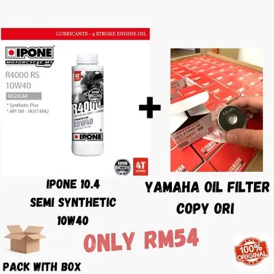 Ipone semi synthetic 10.4 10w40 minyak hitam + yamaha oil filter for yamaha lc135/y15/fz150/lagenda/r15 rockoil
