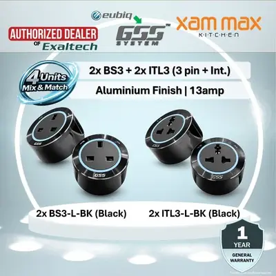 Eubiq - COMBO PACKAGE - 2x BS3-BLK (BS3) Standard British Adaptor + 2x ITL3-BLK International (ITL3) Socket Adapter Plug