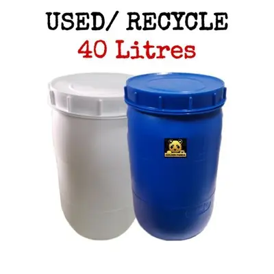 [SECOND HAND] HDPE Empty Drum Open Top 40L/ 40KG/ Plastic Drum/ Bekas Air/ Tong Air