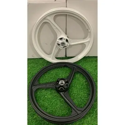 Y125Z Y125ZR LC5S ENKEI FULL CHOP TIGA BATANG SPORT RIM WHITE / LIGHT BLACK ENKEI 3 BATANG