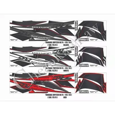 Lagenda SRL 115 NEW Fi ( 10 ) Yamaha JUPITER RC Body Cover Set stripe Sticker - Black / White / Red