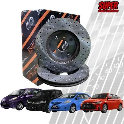 TF THAILAND SLOTTED&DRILLED DISC ROTOR FRONT PERODUA ALZA 12 ABOVE&VIOS NCP93(J&E),NCP150(J&E)