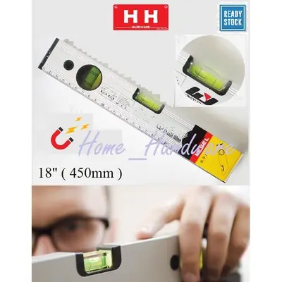 ( High Quality Magnetic ) Magnetic Spirit Level ; Water Level ; Timbang Air 18" ( 450mm ) 磁铁平水尺 ~Haha Home Hardware~