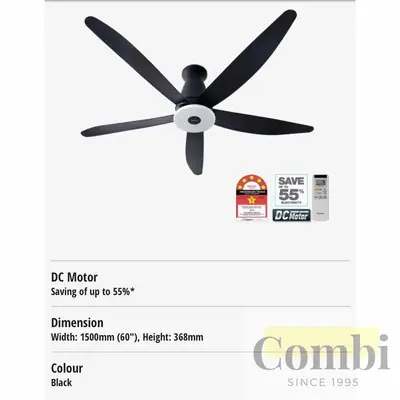 Panasonic 5 BLADE CEILING FAN LONGPIPE (F-M15EXVBKRH) 368MM// SHORT PIPE (F-M15EXVBKQH) 290MM