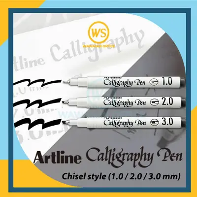 Artline Calligraphy Pen / Calligraphy Pen / Pen Kaligrafi / Khat Pen - Black (1.0 / 2.0 / 3.0)