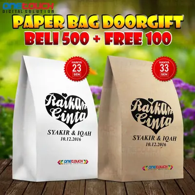 #5s Paper Bag Kahwin / Doorgift Bag Kahwin Murah + SIAP CETAK NAMA PENGANTIN 5” x 8” (13cm x 20cm)