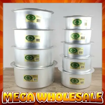 16-30cm Periuk Aluminium / Cooking Pot Set Hijau (Cap Buaya)(Crocodile Brand) [MEGA WHOLESALE]