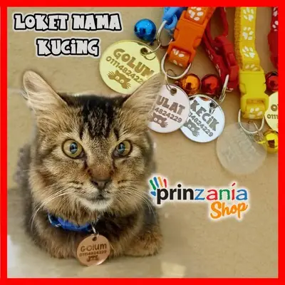 😻😻Loket Meow / Rantai Kucing / Cat Pendants / Collar Cat / Tag Nama Kucing - Bentuk BULAT 1 pcs