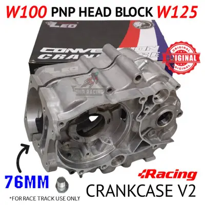 LEO Racing Engine CrankCase V2 76MM EX5 W100 PNP HEAD BLOCK WAVE125 (WAVE100 PNP WAVE125) 76mm Sleeve Hole