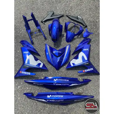 COVERSET Y15 Y15ZR 2018 V1 V2 MOVISTAR BIRU DPBMC M PUTIH HLY OEM VELOZI SET STRIPE TANAM ORIGINAL EQUIPMENT SIAP TAMPAL