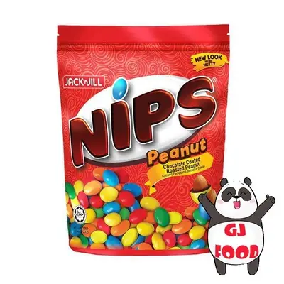NIPS PEANUT/ CHOCOLATE COATED ROASTED PEANUT 160G X 1PKT WITH ZIPLOCK