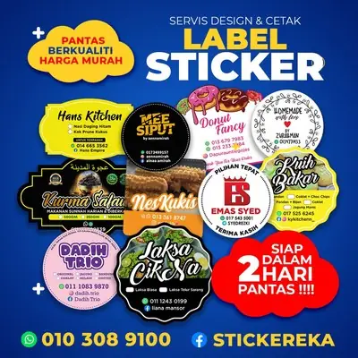 [🔥POS Dalam 2 Hari🔥]100 pcs Sticker Label Produk Mirrorcoat Waterproof - Birthday Wedding Frozen Food