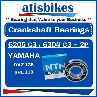 NTN YAMAHA RXZ 135 / SRL 110 ( 2pcs/SetC3 ) 100% ORIGINAL Motorcycle Crankshaft Bearings 6205C3 6304C3