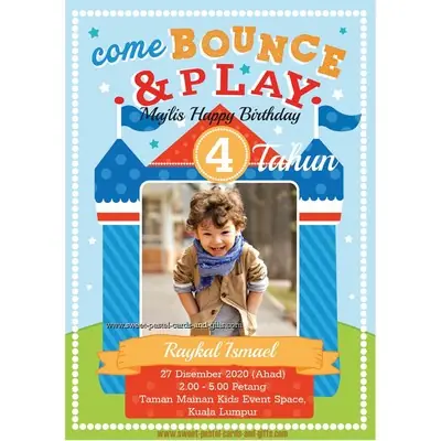 KAD BIRTHDAY CUSTOM INVITATION CARD BABY KIDS BOY TERMASUK ENVELOPE (DESIGN BCB09)