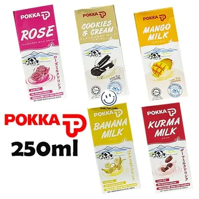 POKKA Banana Mango Rose Kurma Cookies & Cream Milk 250ml UHT Susu