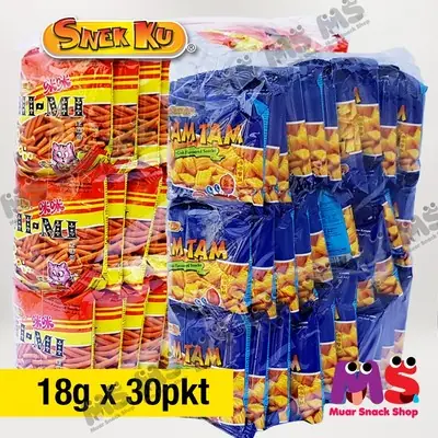 Snek Ku 18gx30 TAM TAM & MI MI/Keropok Ketam & Udang - Recommended - Childhood Snack/Zaman Kanak-Kanak -
