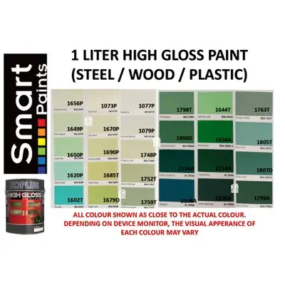 TOPLUS HIGH GLOSS PAINT GREEN /WOODPAINT/STEEL PAINT /GRILL DOOR PAINT / PLASTIC/ CAT MINYAK KAYU BESI PINTU PAGAR HIJAU