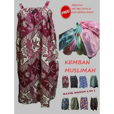 NEW Kain Kemban / Kain Basahan / Kain Batik Mandi / Kain Mandi Muslimah 3 dalam 1