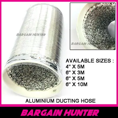 ALUMINIUM FLEXIBLE DUCTING HOSE AIR DUCTING OUTLET EXHAUST HOSE 6" X 5M OR 6" X 10M