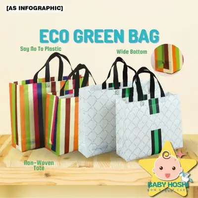 [BH] Go Green Eco Non Woven Beg Bag Mesra Alam Persekitaran Dua Design Green Bar Colourstripe - 环保袋条文/绿色好看简单时尚
