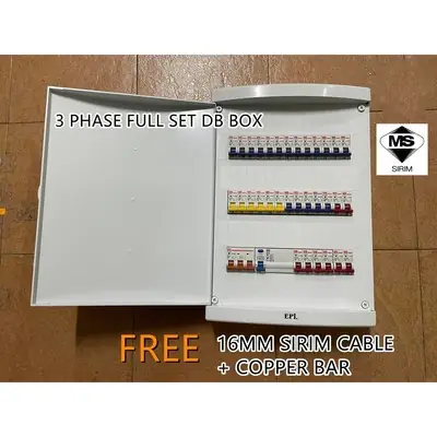 【3 PHASE】 DB BOX FULL SET 45 WAY MAXGUARD / UMS (FREE 16MM SIRIM WAYAR) MAIN SUIS MCB 电箱总头 ELECTRIC CONSUMER KOTAK