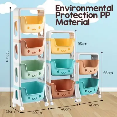Kids Toys Storage Organizer Rack Mainan Budak Kanak Kanak Rack Kitchen Toy Trolley Rak Serbaguna mainan Murah Anak