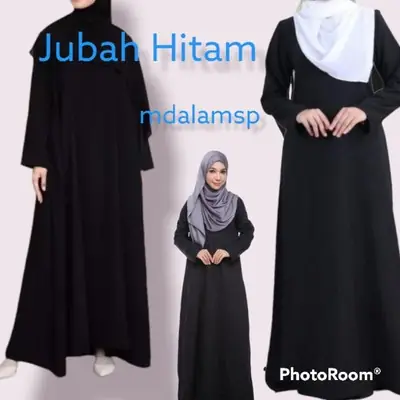 Jubah Hitam Muslimah Eksklusif Berkualiti
