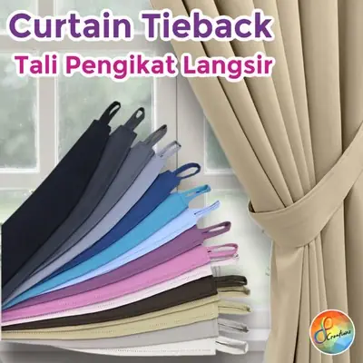 Home Decor Lebar 8cm Tali Pengikat Langsir Warna Plain Berpengeras
