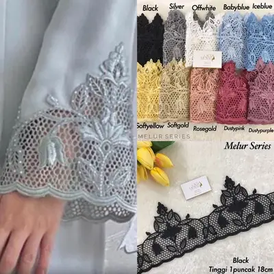 Sulam Kerawang Border Lace Simple Lacemewah Sesuai untuk Baju Nikah Tunang Kurung Pahang Moden