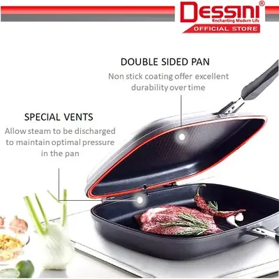 Ready Stock Pemanggang Ajaib Dessinipembakarperiukkuali Double Grill Pan Dessini Original K Ga