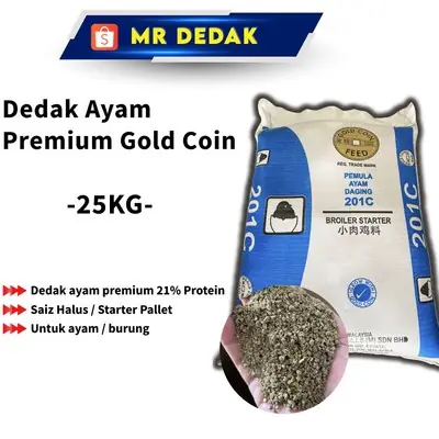 Repack 25kg Gold Coin Dedak Penelur Ayam Burung Chicken Feed Fine Poultry Breeder
