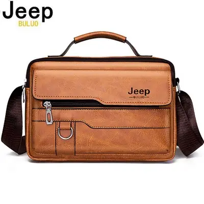 Clear Stok Jeep Buluo Mens Fashion Shoulder Bag with Handles and Adjustable Strap Ready Stock
