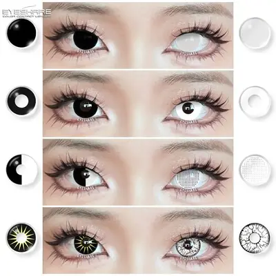 Eyeshare 2pcspair Fashion Dandelion Black Color Contact Lens Eye Colored Lenses Contacts