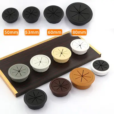 Computer Desk Table Grommet Cable Wire Hole Plastic Cover Black