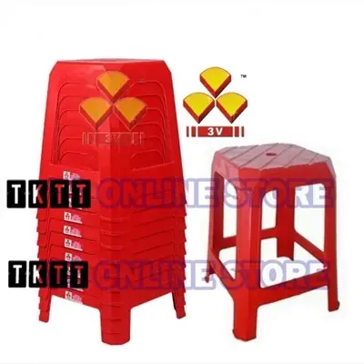 3V AD703 Kerusi Plastik Adden Bulat Merah Kerusi Plastik Plastic Chair Chair