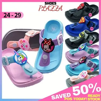 Splazza Size 24 29 Kids Summer Cartoon Flip Flop Comfort Slippers Selipar Harian Budak