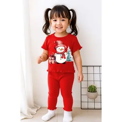 Pakaian Kanak Kanak Perempuan Krismas dan Tahun Baru Retro Ditambah Sweater Kasmir Musim Luruh