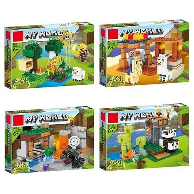 Mainan Budak Minecraft dan 5 Kapasiti Lego Blok Bangunan Mainan Rajah Mainan Kanak Kanak Blok