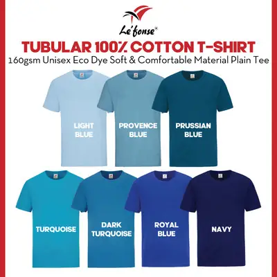 T Shirt Kosong Leher Bulat Cotton Hijau Biru Merah Kuning Sekolah Pakaian Baju Rumah Sukan Lengan Pendek Tshirt