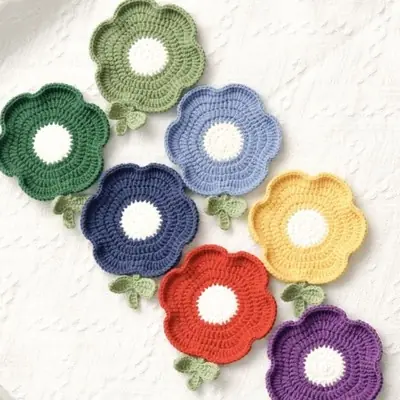 Mug Glass Coaster Crochet Handmade Alas Cawan Kait